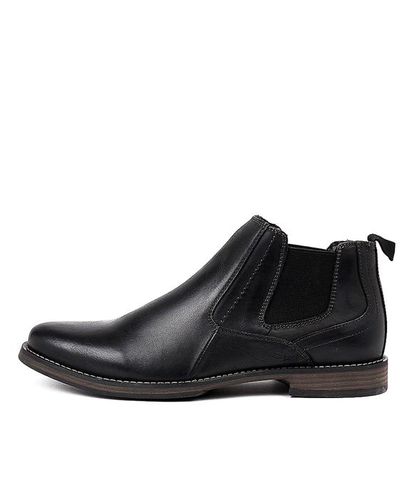 Mills Black Leather Ankle Boots