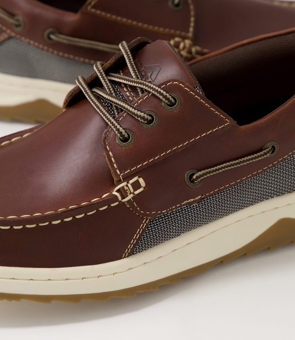 Gull Dark Brown Pull Up Leather Boat Shoes