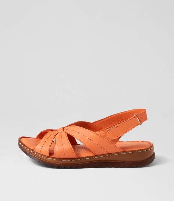 Kaif Orange Leather Sandals