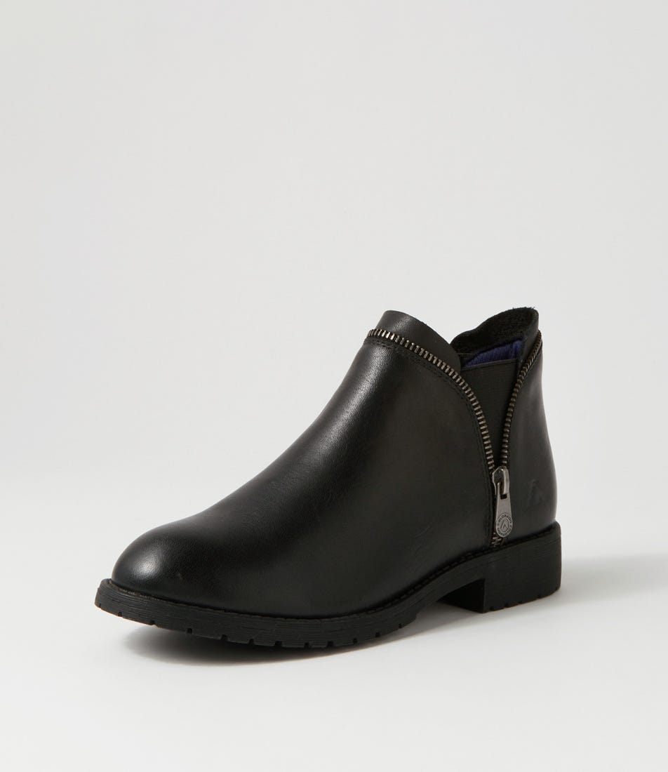 Kippsy Black Leather Ankle Boots
