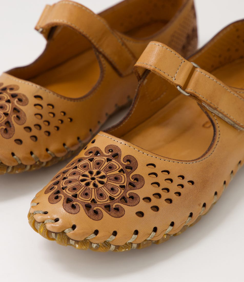 Nimia Tan Leather Mary Janes