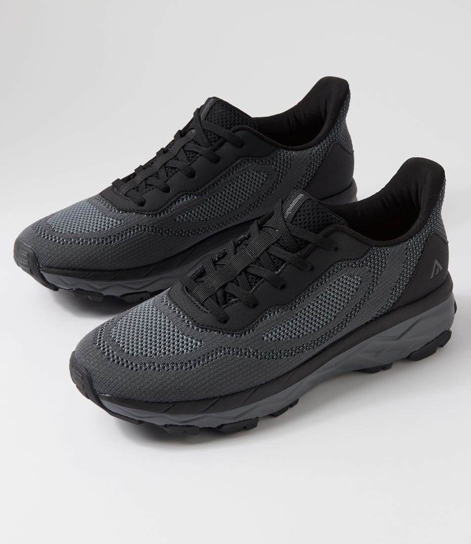 Black Mesh Sneakers with Gray Sole Brandblack Los Angeles Black Gray Mesh Low Top Grid Sneakers  main image 3