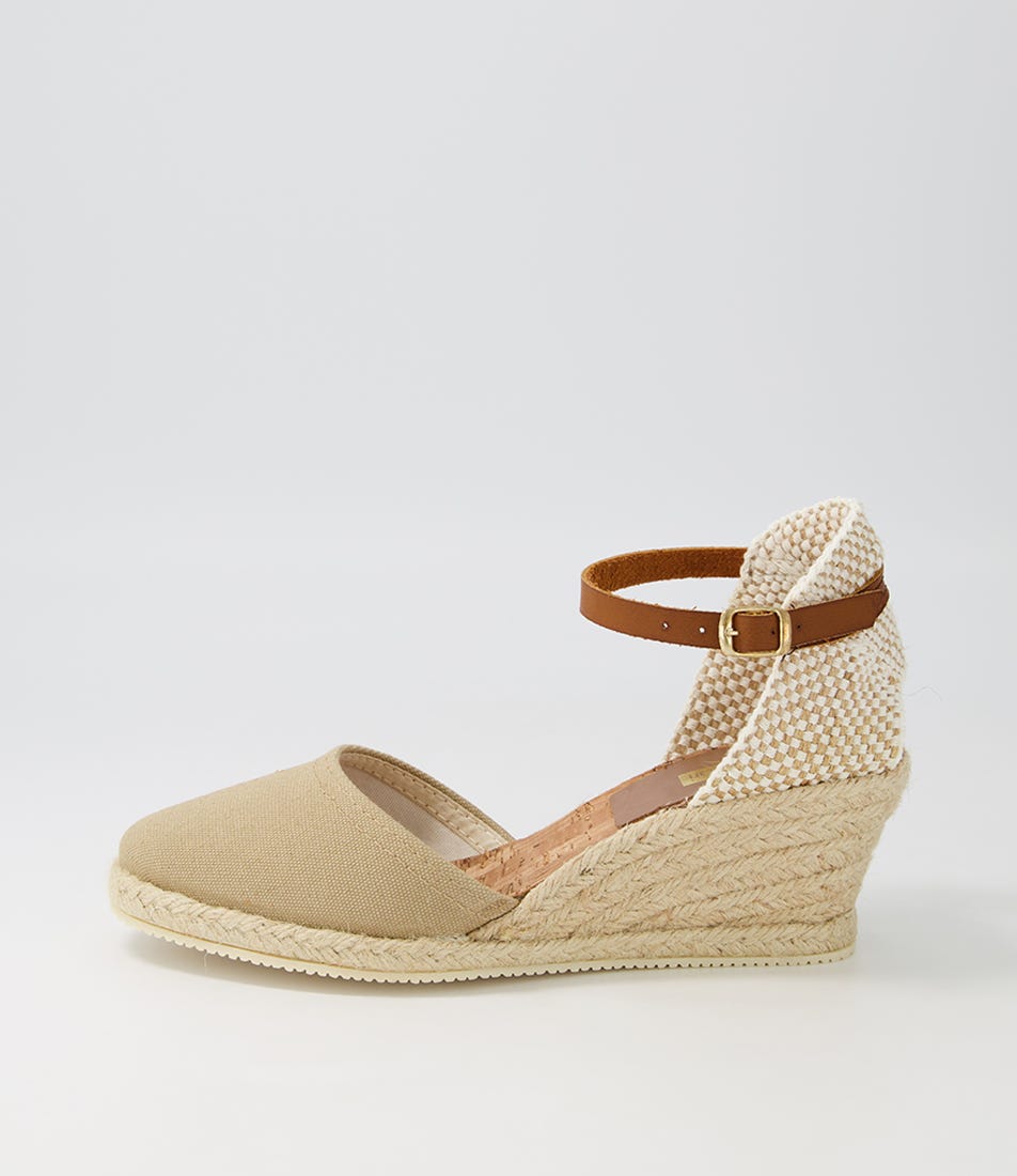 Taloria Taupe Recycled Canvas Wedges
