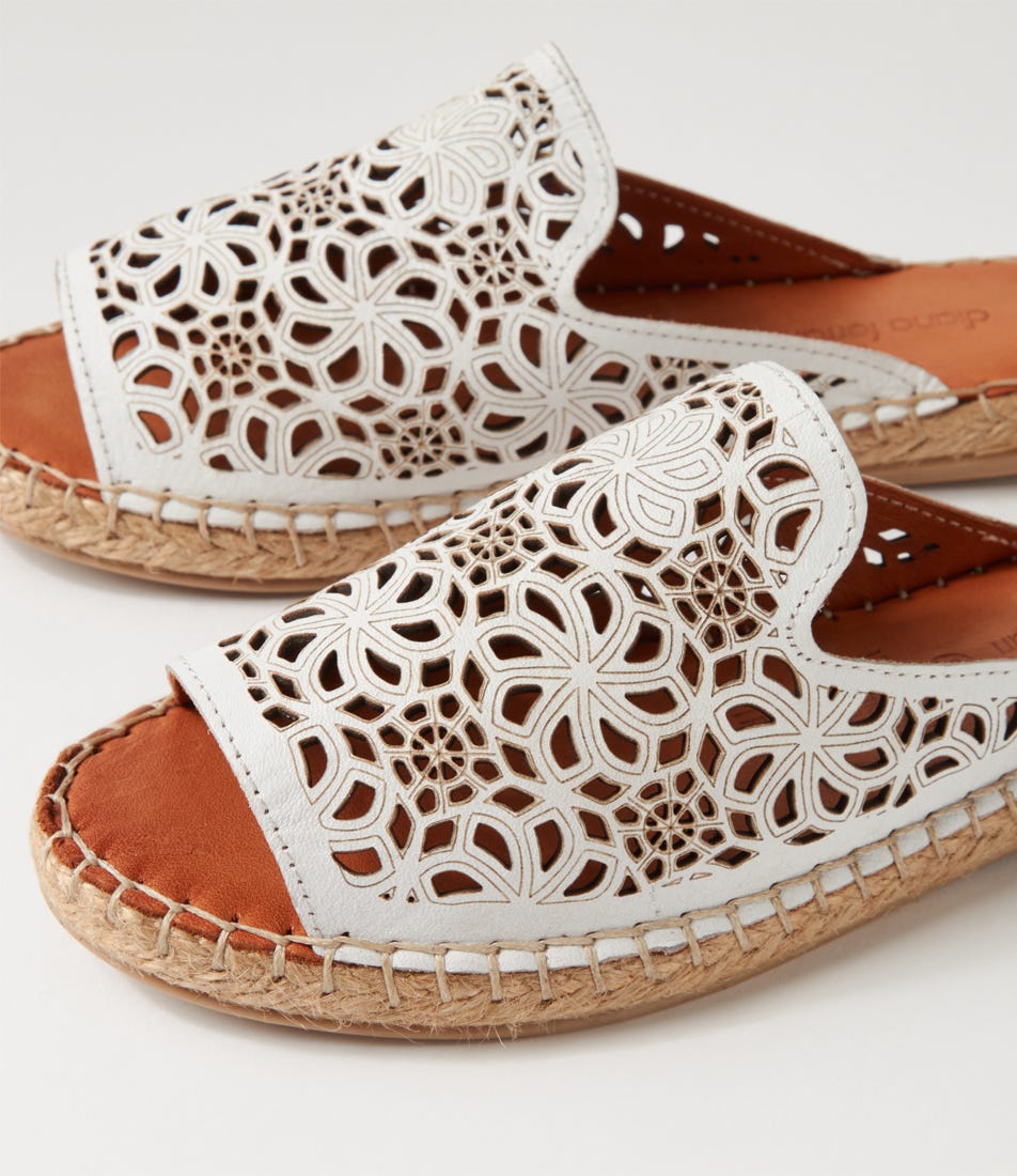 Pips White Leather Slides