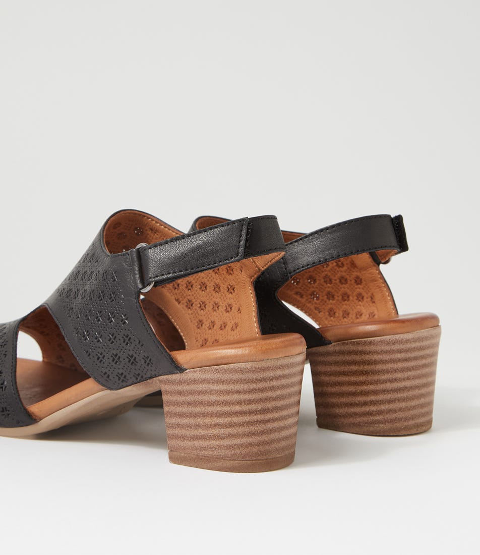 Eljo Black Leather Sandals