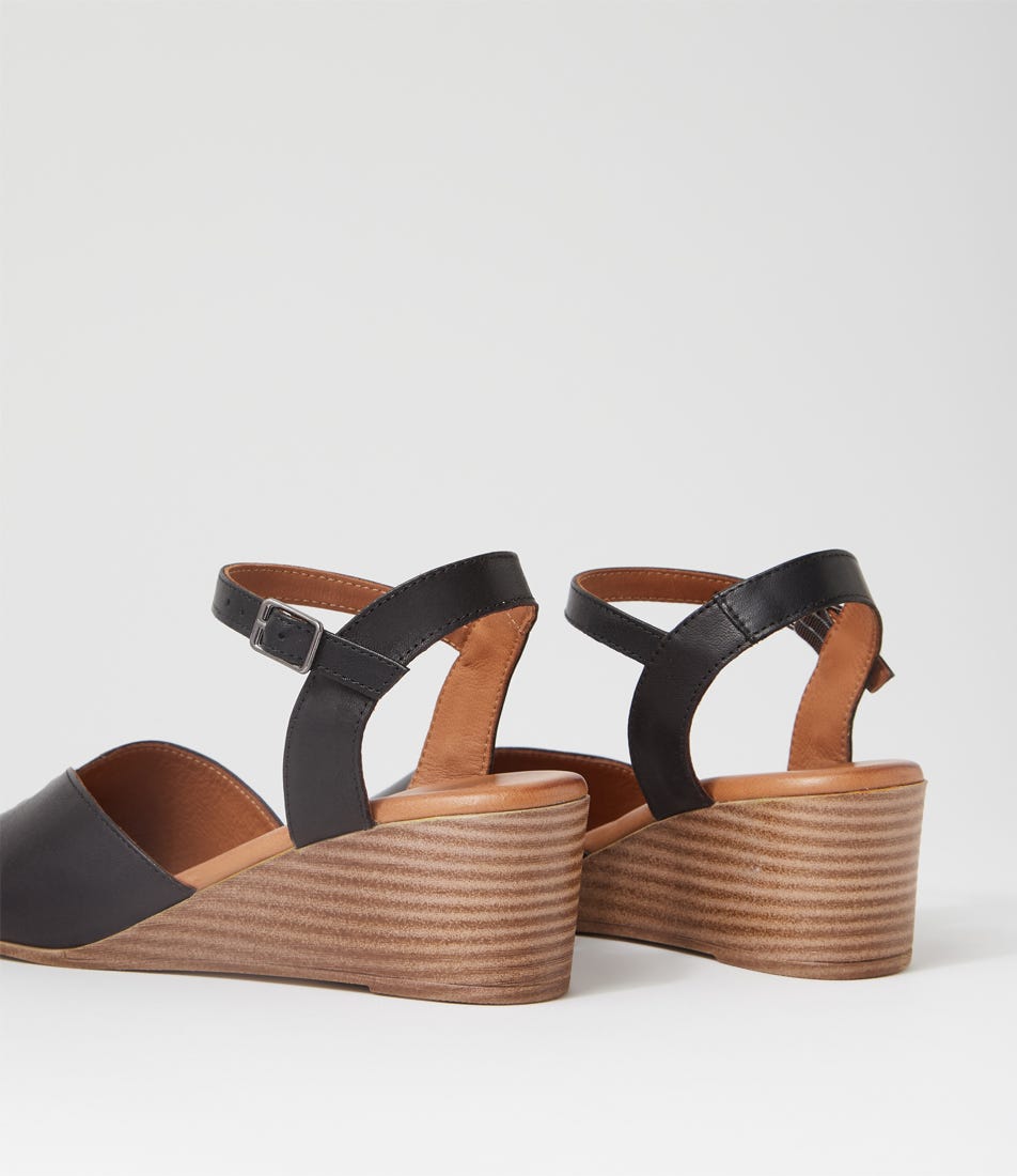 Padine Black Leather Sandals