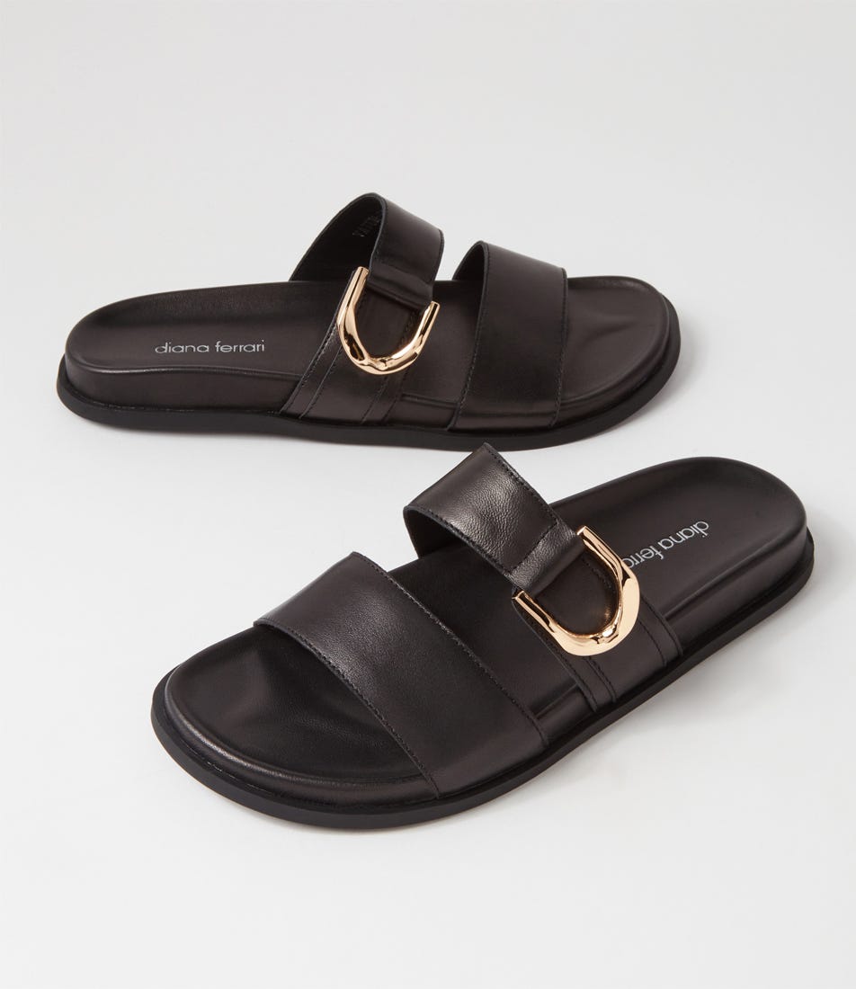 Vatum Black Leather Slides
