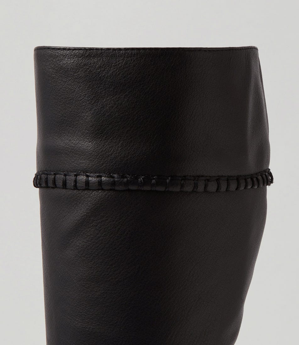 Graydin Black Leather Knee High Boots