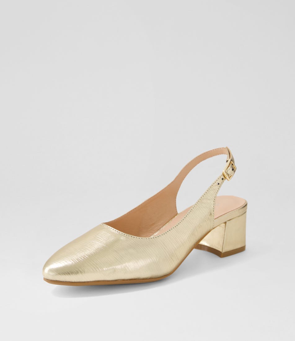 ladies gold dress shoes The Nadia 39 = 9 US Womens Heels Girls` GOLD Lamore Dress Shoe