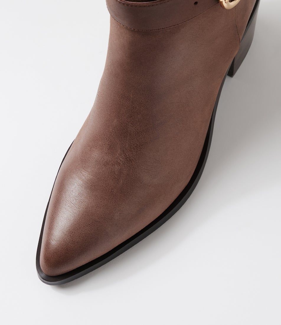Walnut Color Boot Farally Walnut Dark Brown Leather Knee High Boots