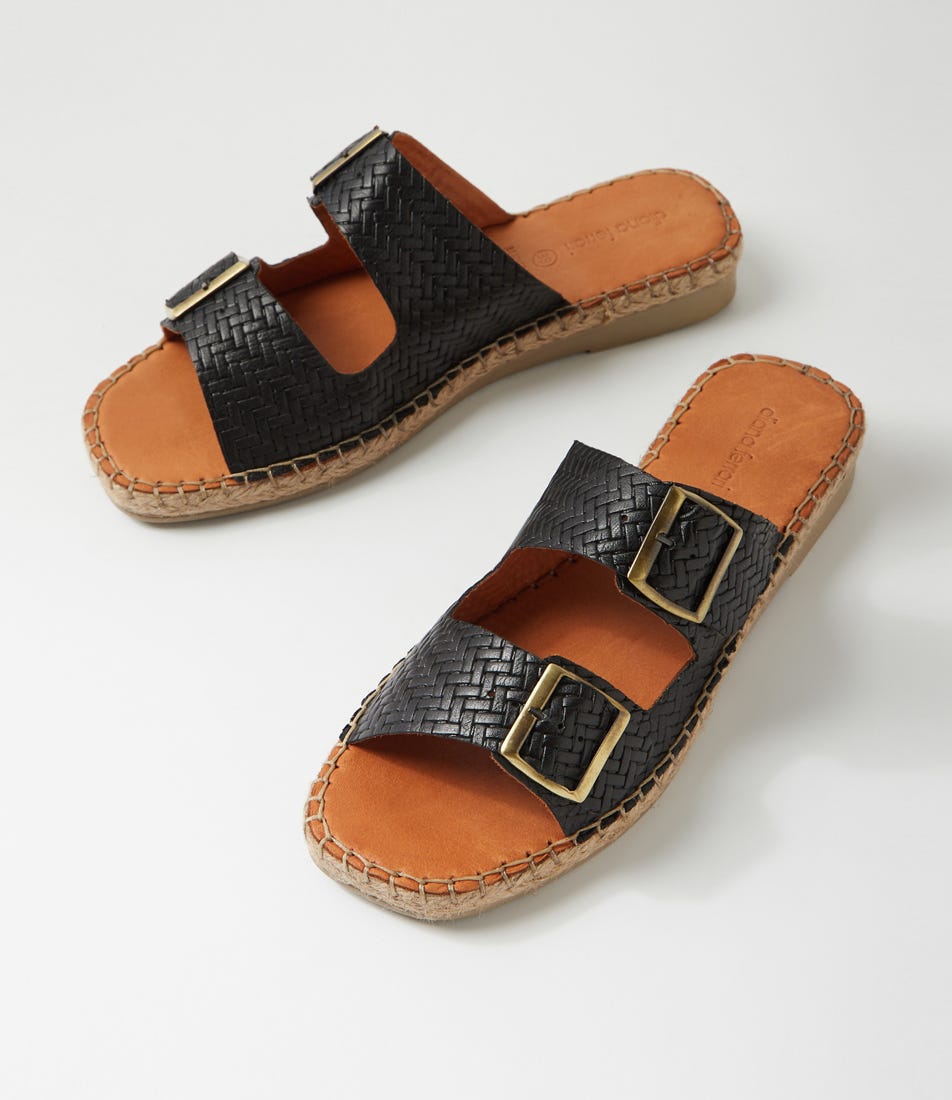 Motella Black Leather Slides | Shop Online at Mathers