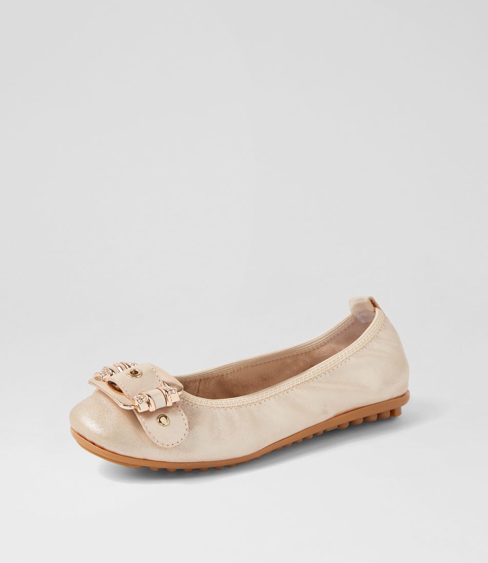 Bellez Nude Shimmer Leather Ballet Flats