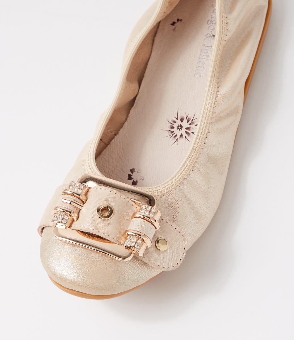 Bellez Nude Shimmer Leather Ballet Flats