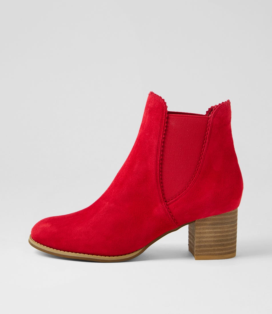 Sadore Red Natural Suede Chelsea Boots