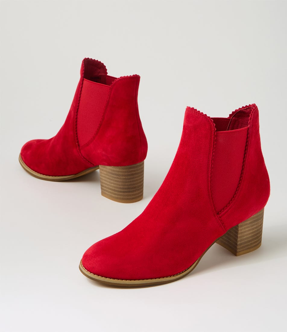 Sadore Red Natural Suede Chelsea Boots