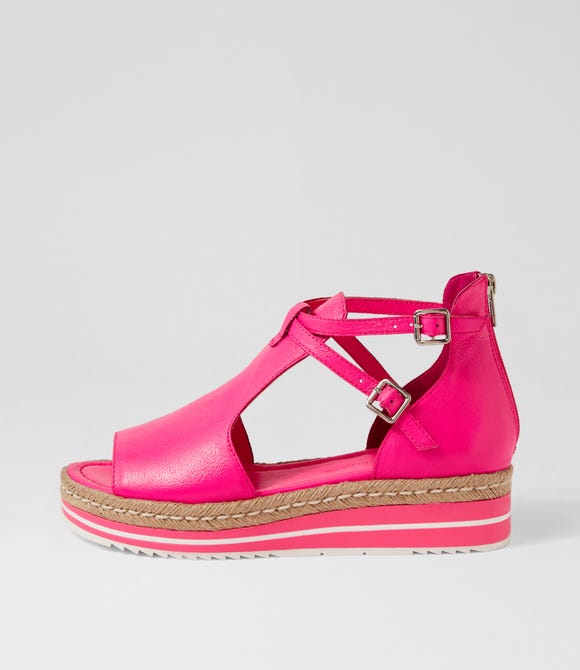 Alexys Hot Pink Leather Sandals