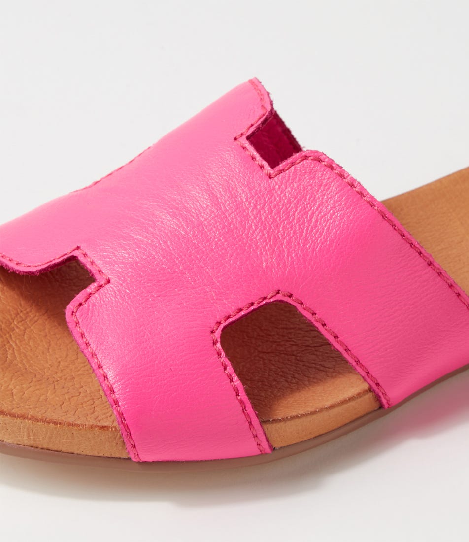 Jamel Hot Pink Leather Slides