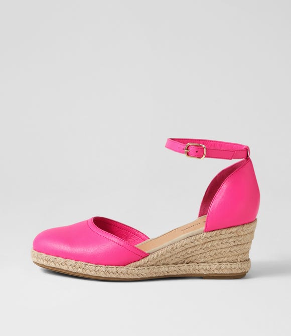 Rylen Hot Pink Natural Rope Leather Wedges