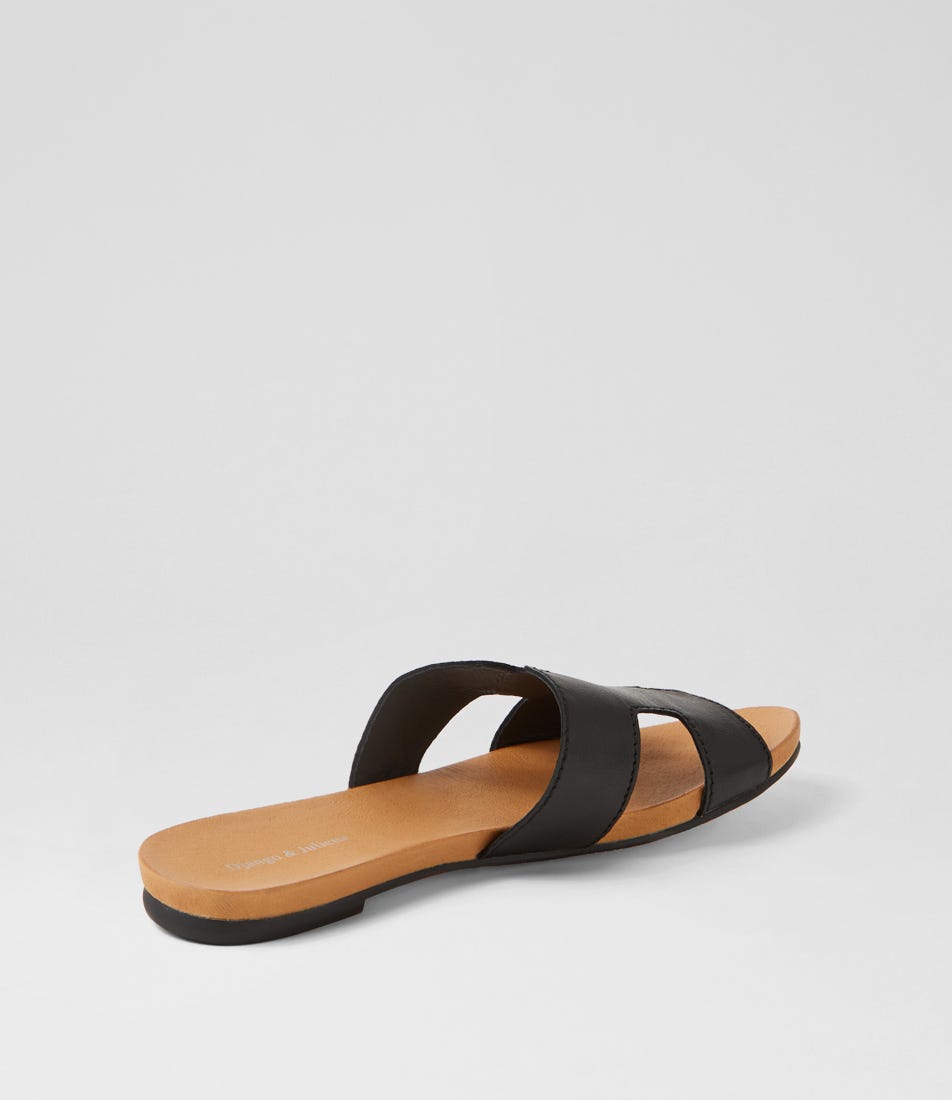Jamel Large Black Leather Slides