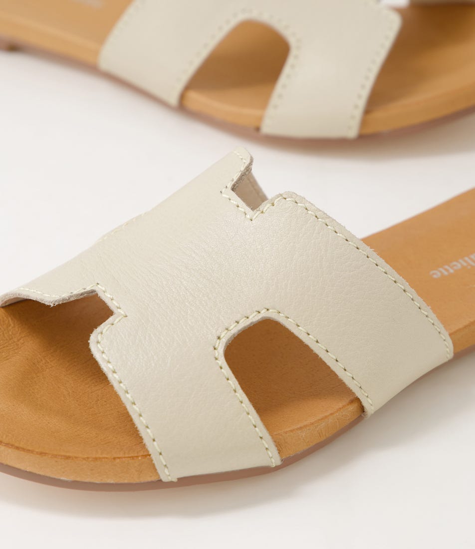 Jamel Almond Leather Slides