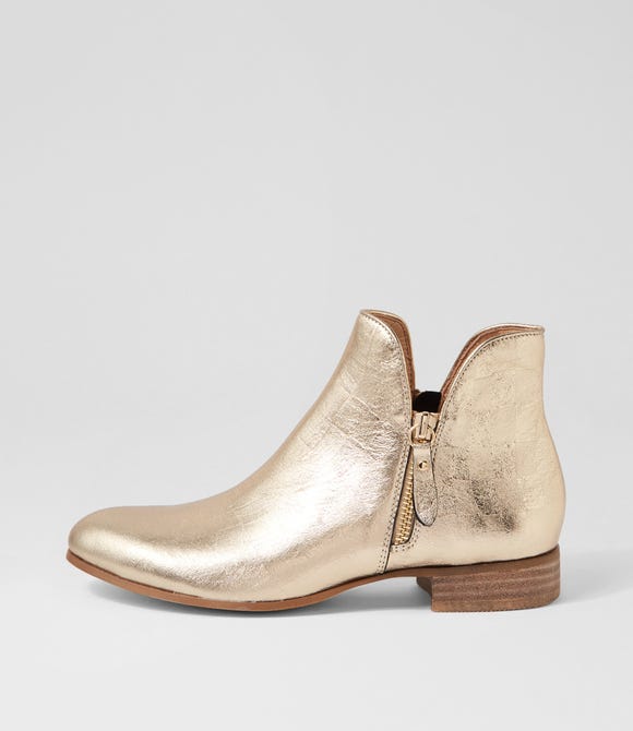 Faye Champagne Crush Leather Ankle Boots