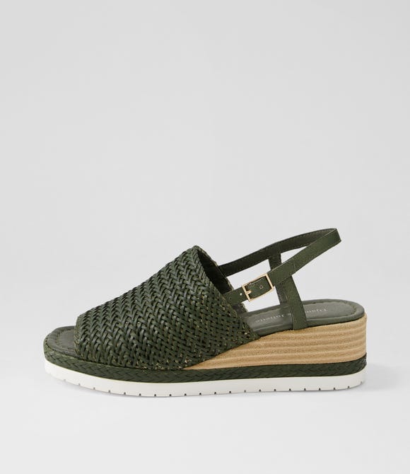 Issah Olive Weave Leather Espadrilles