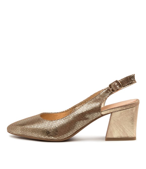 Malia Old Gold Cut Leather Heels