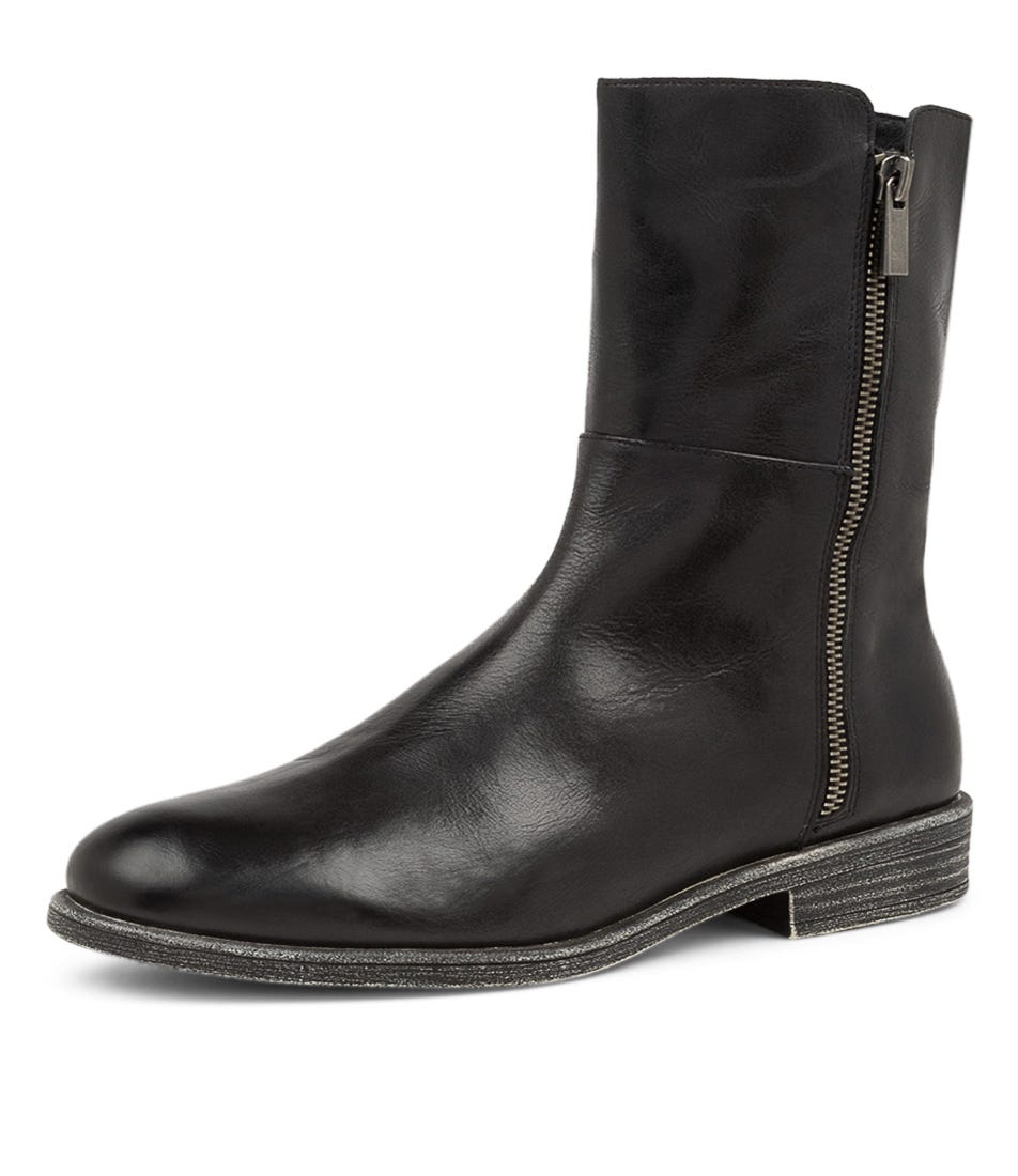 Mathis Black Leather Ankle Boots