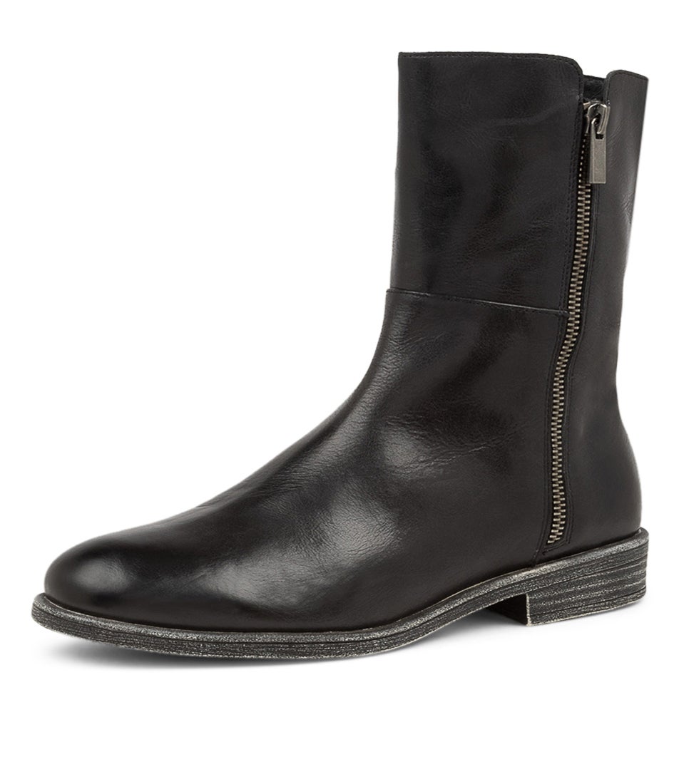 George Mathis Boots Mathis Black Leather Ankle Boots