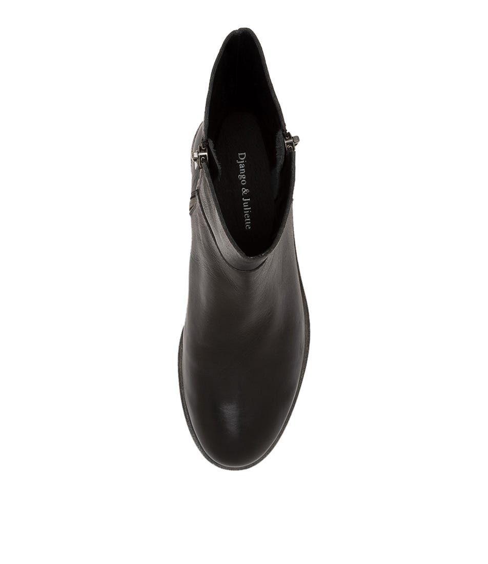 Mathis Black Leather Ankle Boots