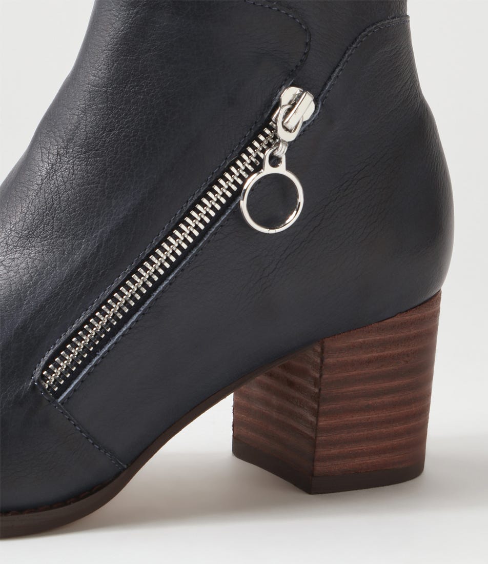 Signe Navy Choc Leather Ankle Boots
