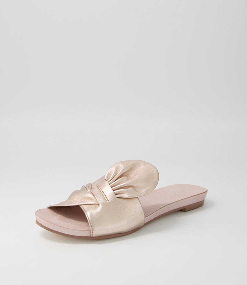 Jacool Pale Rose Gold Leather Slides