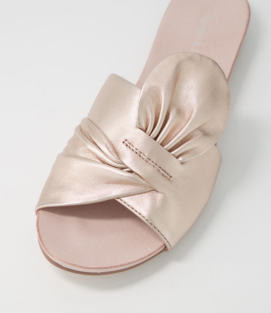 Jacool Pale Rose Gold Leather Slides