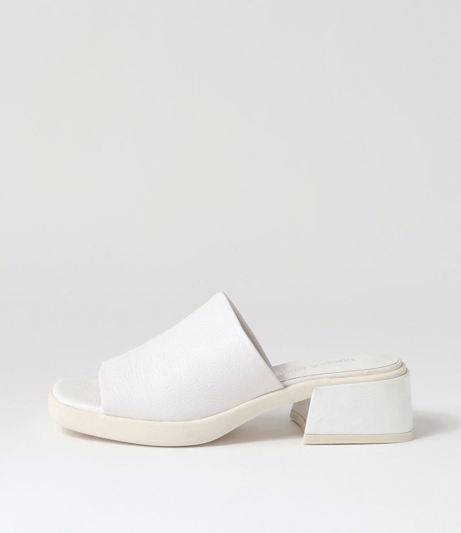 Parnee Parnee White Leather Mules
