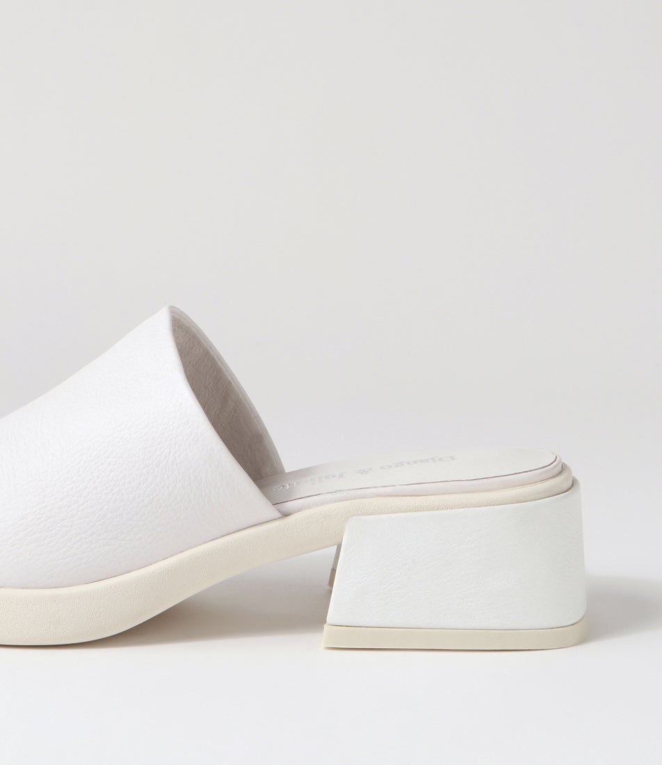 Parnee Parnee White Leather Mules