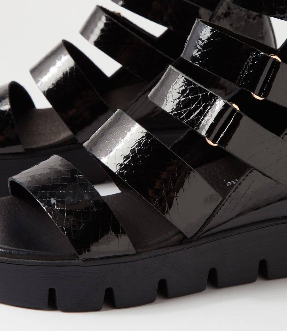 Raafe Black Mirror Leather Sandals