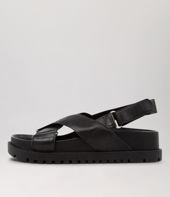 Ubari Black Leather Sandals
