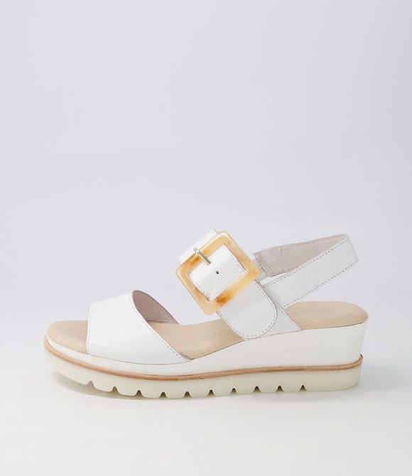 Wacie White Leather Sandals