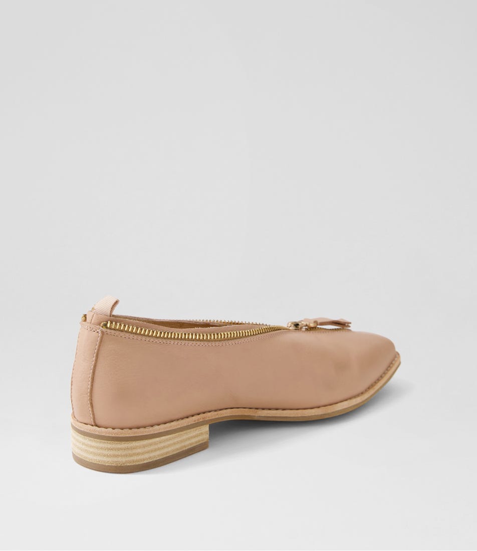 Ambery Dark Cafe Leather Flat Shoes