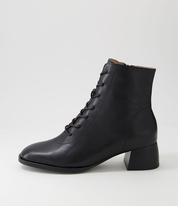 Nocal Black Leather Lace Up Boots