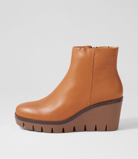 Nish Dark Tan Leather Ankle Boots