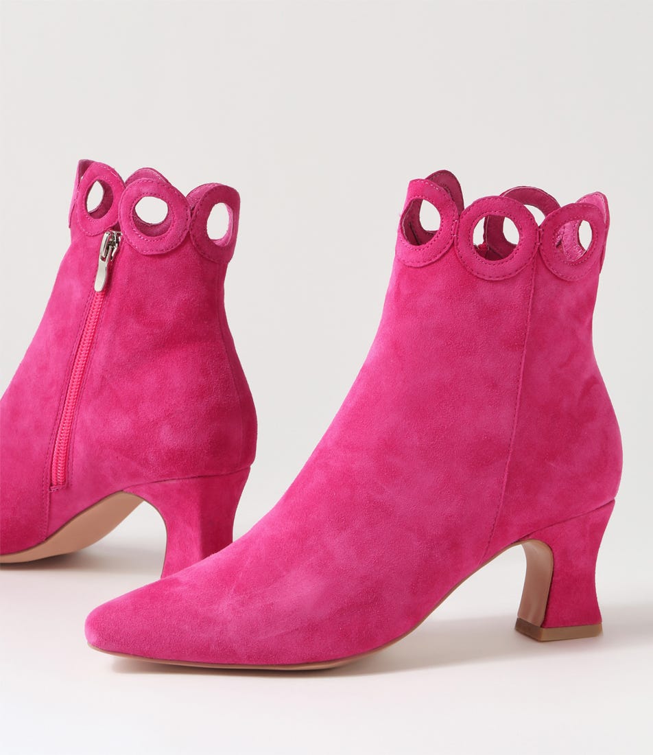 Primson Fuchsia Suede Ankle Boots