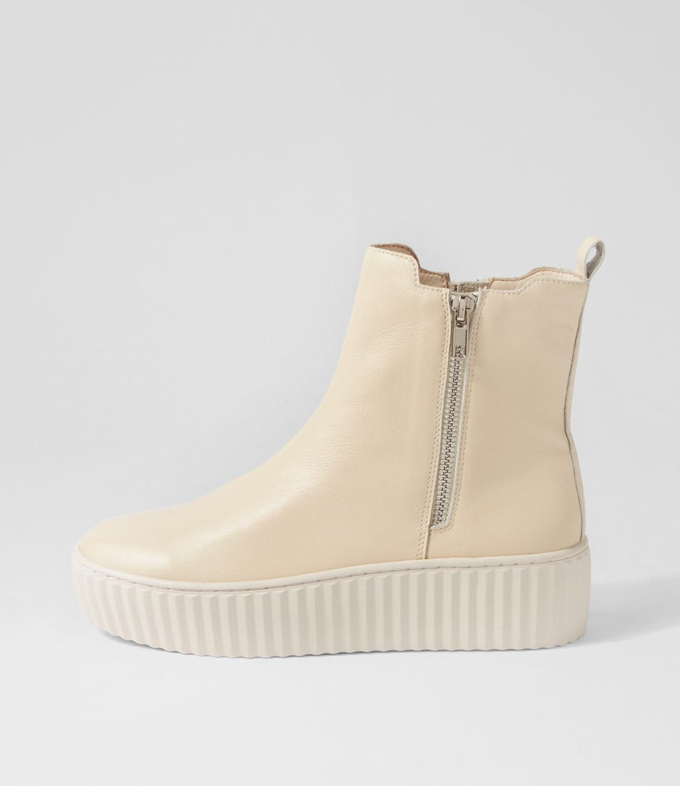 Ufast Milk Leather Ankle Boots