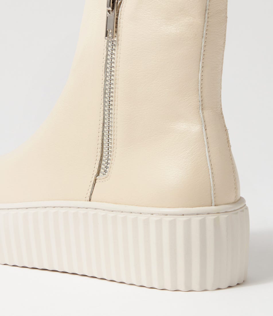 Ufast Milk Leather Ankle Boots