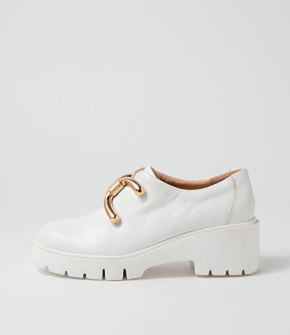 Usling White Leather Heels