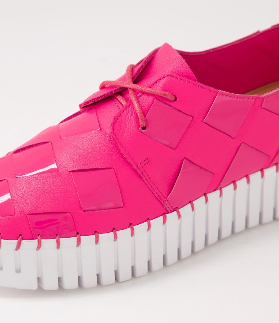 Baxta Hot Pink White Leather Patent Sneakers