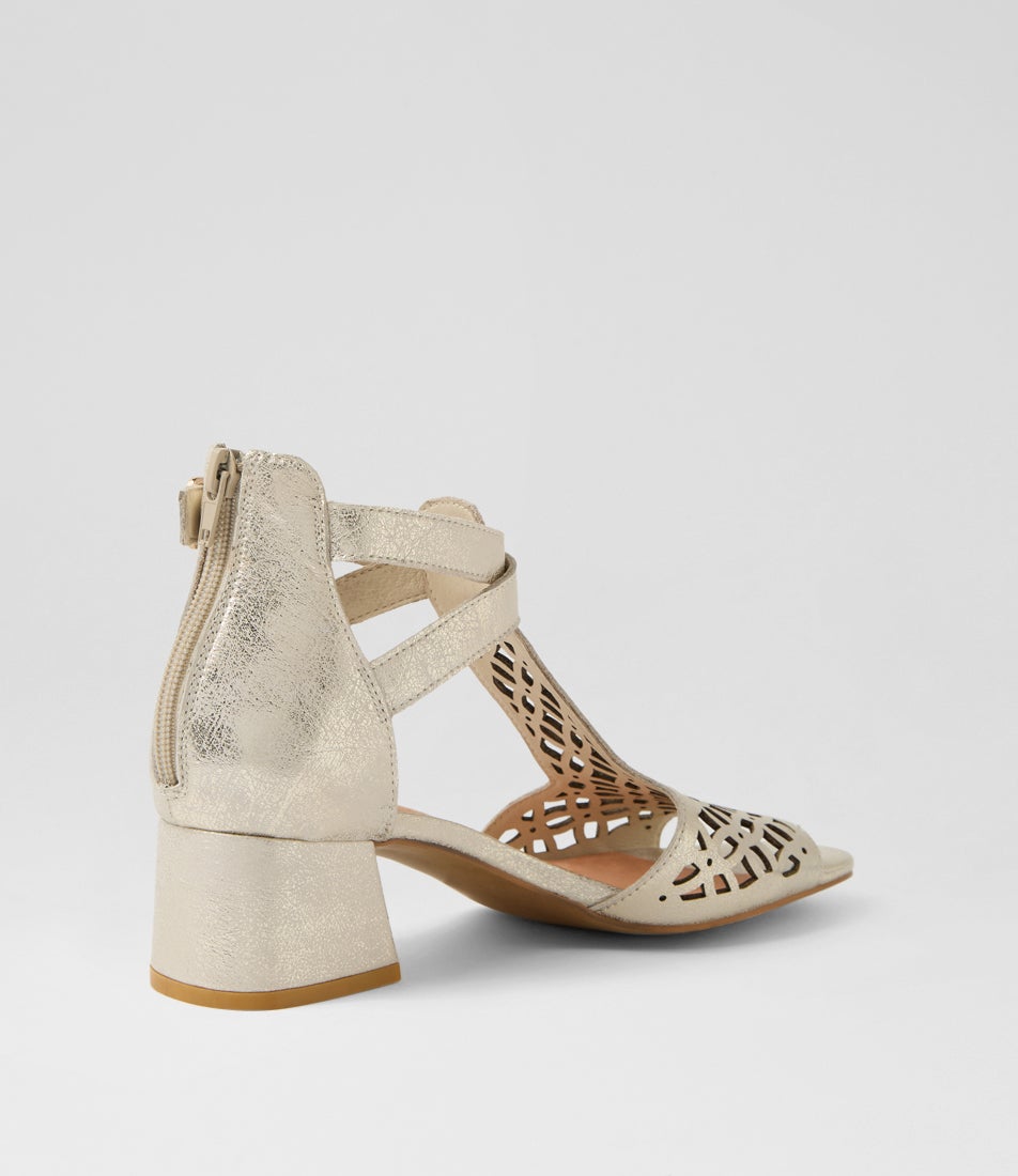 Filib Filib Beige Gold Leather Sandals | Shop Online at Mathers