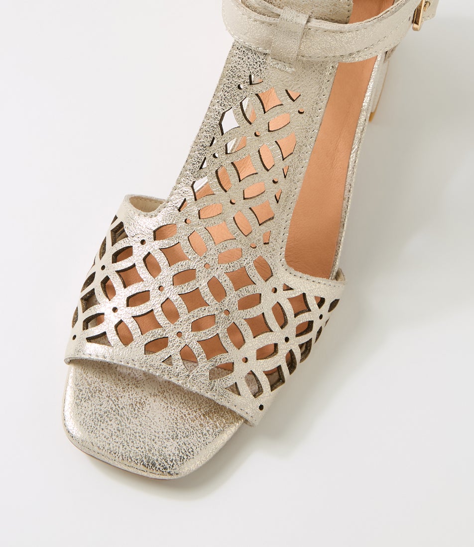 Filib Filib Beige Gold Leather Sandals | Shop Online at Mathers