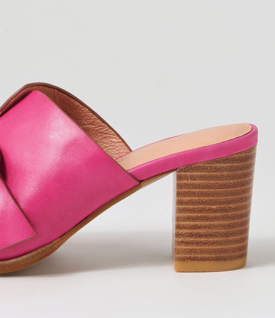 Handar Fuchsia Tan Leather Mules
