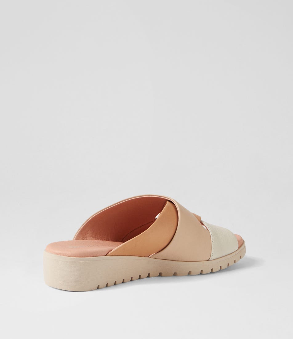 Mith Dark Tan Leather Multi Slides | Shop Online at Mathers